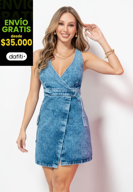 Vestido Corto Mujer Azul Mp 101391