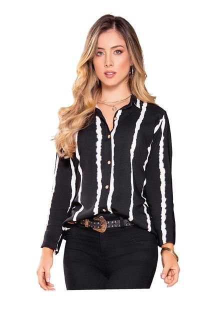 Camisa Para Mujer Azul Tie Tye Rayas MP