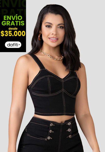 Crop Top Mujer Negro Mp 100320