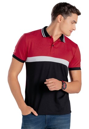 Polo Hombre Negro-Rojo Mp 96544