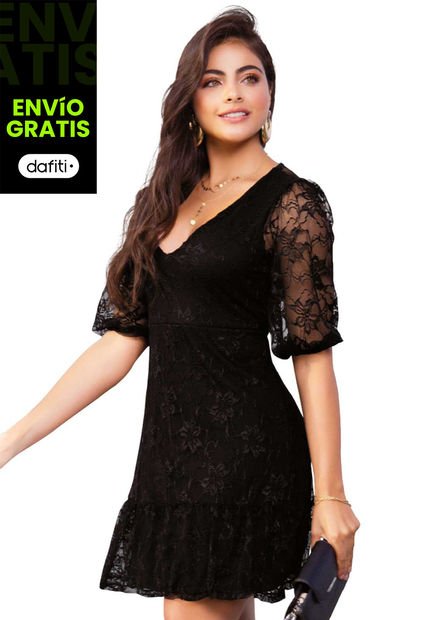 Vestido Corto Mujer Negro Mp 92514