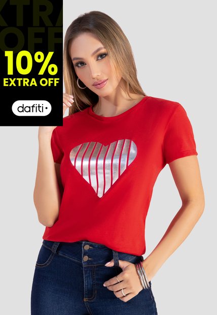Camiseta Mujer Rojo Mp 103978