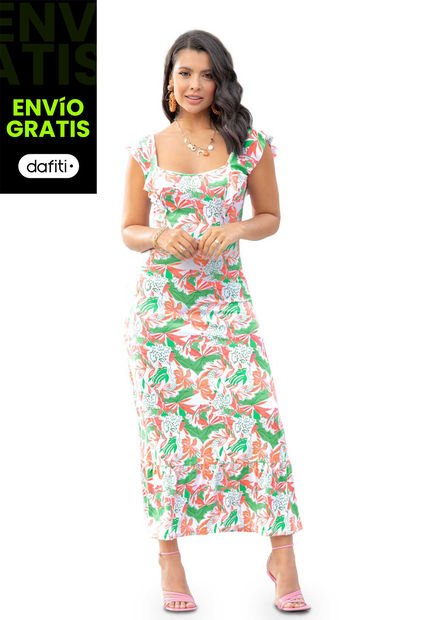 Vestido Largo Mujer Multicolor Mp 736