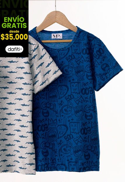 Camiseta Infantil Masculino Azul Mp 383