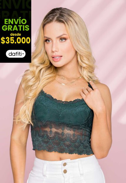 Crop Top Exterior Verde Botella Mp 92547