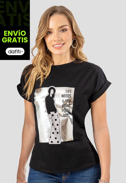 Camiseta Mujer Negro Mp 107537