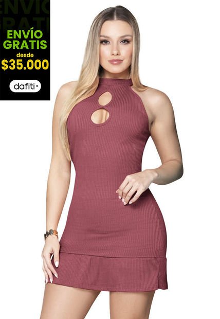 Vestido Corto Mujer Rosa Mp 759