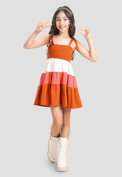 Vestido Infantil Femenino Multicolor Mp 103717