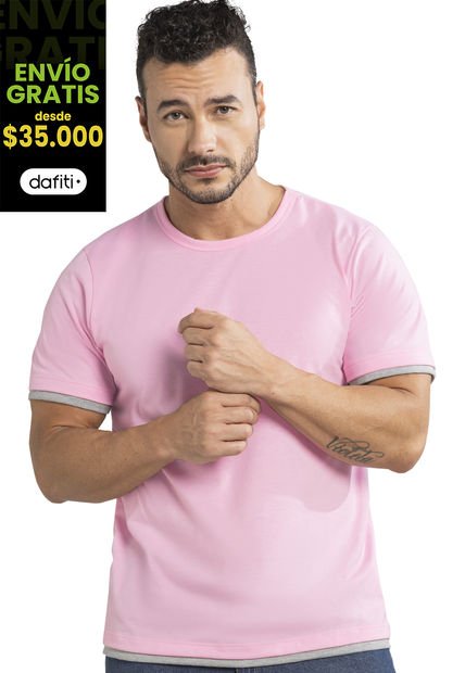 Camiseta Hombre Rosa Mp 389