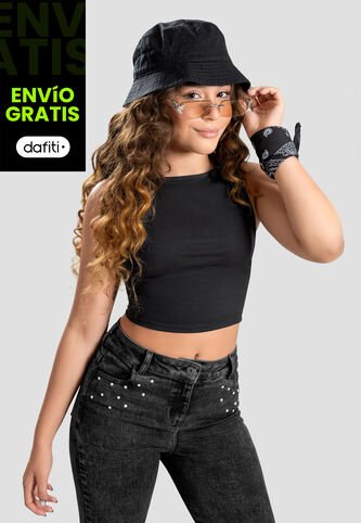 Crop Top Infantil Femenino Negro Mp 104825 MP