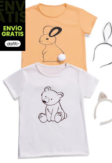 Camiseta Paq X2 Infantil Femenino Multicolor Mp 288