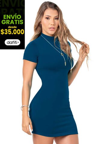 Vestido Corto Mujer Azul Petroleo Oscu Mp 5947 MP
