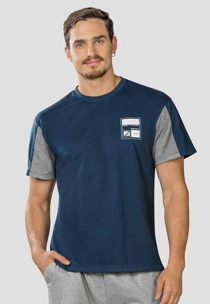 Camiseta Hombre Azul-Gris Mp 111242