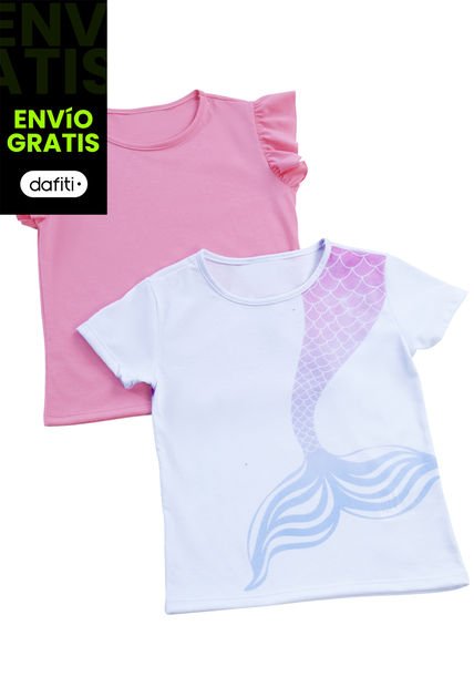 Camiseta Paq X2 Infantil Femenino Multicolor Mp 1076