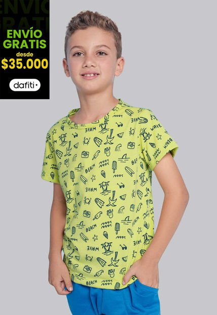 Camiseta Infantil Niño Verde Mp 1183