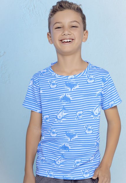 Camiseta Infantil Niño Azul Mp 545