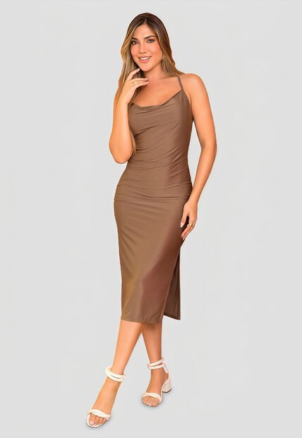 Vestido Largo Mujer Chocolate Mp 114185