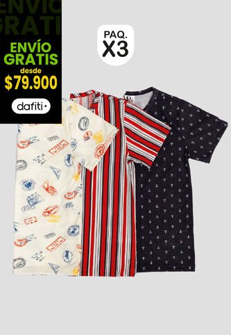 Camiseta Paq X3 Niños Infantil Multicolor Mp 111867 MP