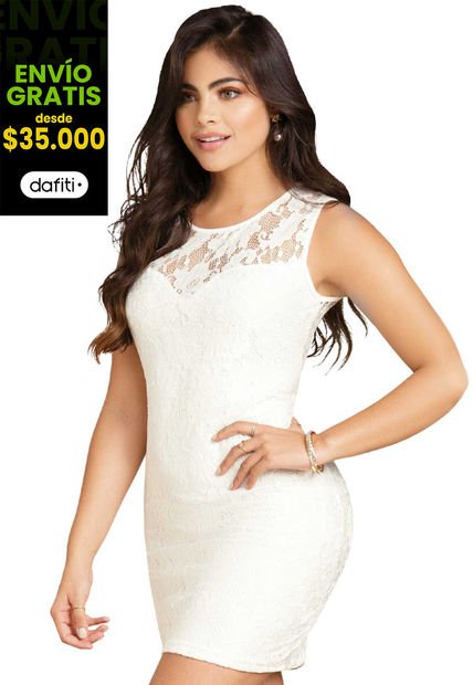 Vestido Corto Mujer Blanco Mp 87179