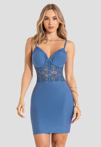 Vestido Corto Mujer Azul Indigo Mp 113479 MP