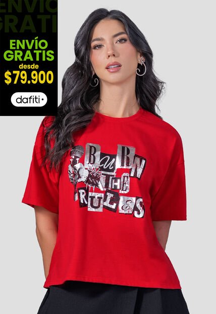 Camiseta Mujer Rojo Mp 110261
