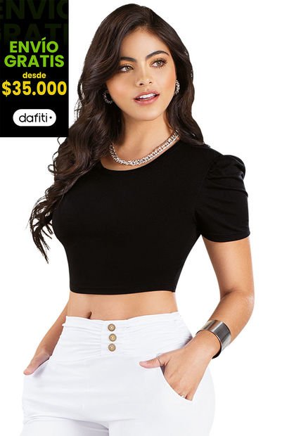 Crop Top Adulto Negro Mp 96189