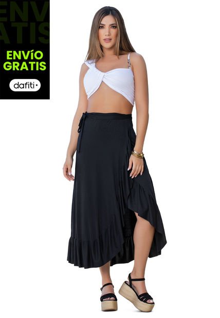 Falda Larga Mujer Negro Mp 32928