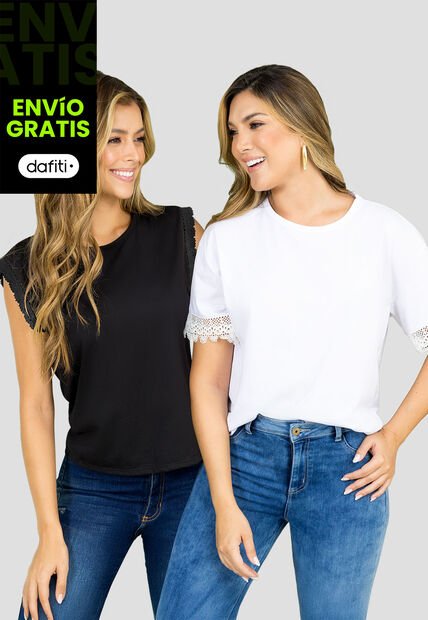 Blusa Paq X2 Mujer Bicolor Mp 110685