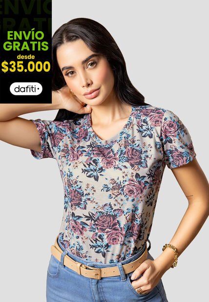 Camiseta Mujer Estampado Mp 112392