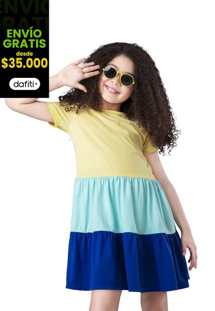 Vestido Infantil Amarillo Pastel Mp 87286