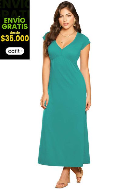 Vestido Largo Mujer Verde Jade Mp 79860