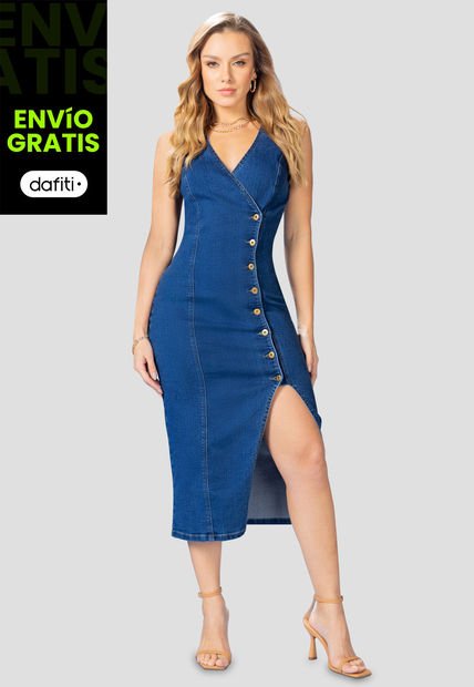 Vestido Mujer Azul Medio Mp 108279