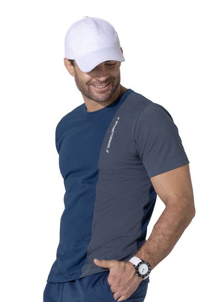 Camiseta Masculino Azul Petróleo Oscuro Mp 3967