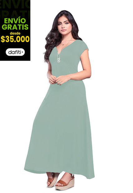 Vestido Largo Mujer Verde Oliva Mp 79860