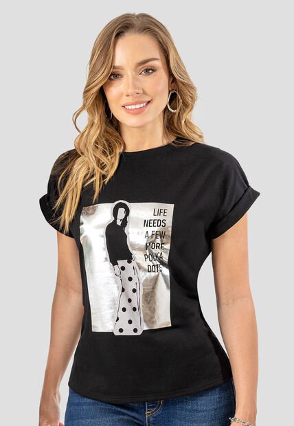 Camiseta Mujer Negro Mp 107537