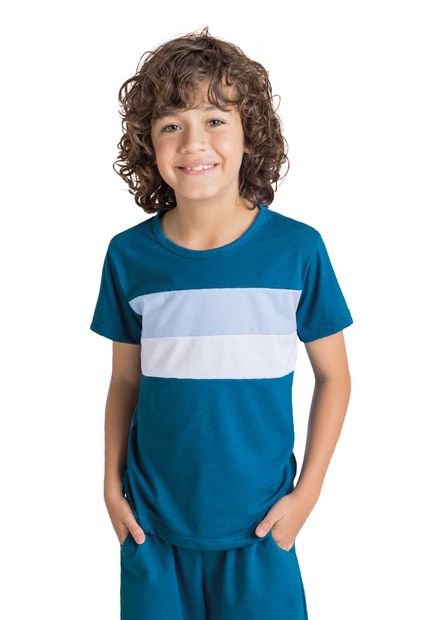 Camiseta Infantil Azul Petróleo Mp 1940