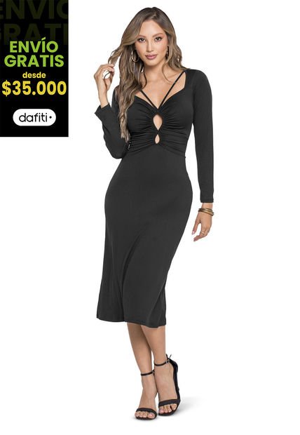 Vestido Largo Mujer Negro Mp 6567