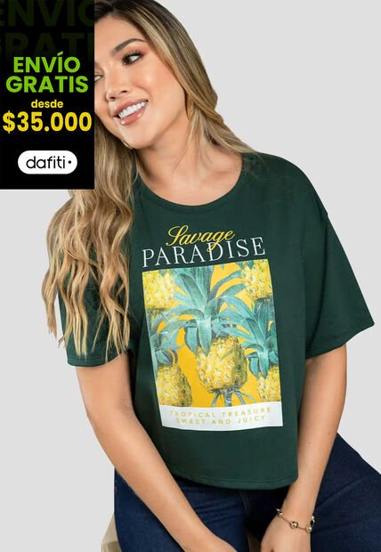 Camiseta Mujer Verde Pino Mp 111400