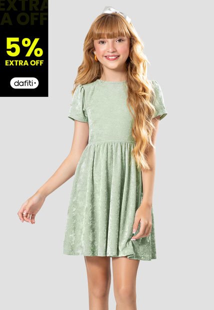 Vestido Infantil Femenino Verde Oliva Mp 104823