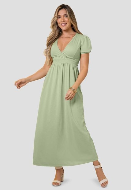 Vestido Largo Mujer Verde Matcha Mp 112522
