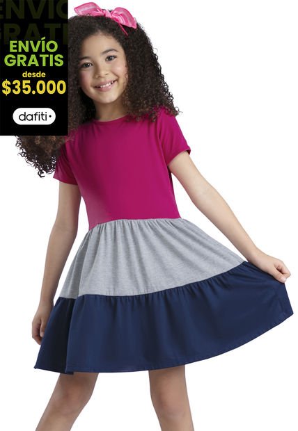 Vestido Infantil Fucsia Mp 87286