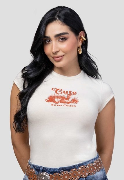 Camiseta Mujer Crema Mp 115358
