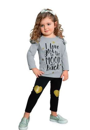 Conjunto Bebe Femenino Bicolor Gris Negro MP