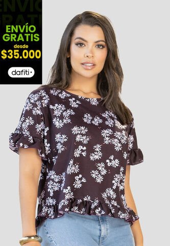 Blusa Mujer Estampado Mora Oscuro Mp 112218 MP