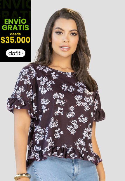 Blusa Mujer Estampado Mora Oscuro Mp 112218