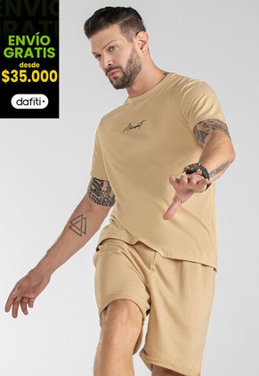 Camiseta Hombre Beige Mp 100495