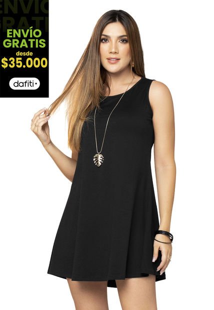 Vestido Corto Mujer Negro Mp 7750