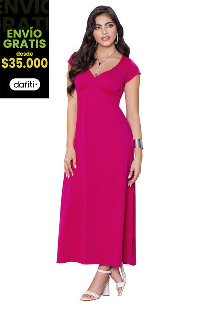 Vestido Largo Mujer Fucsia Mp 79860