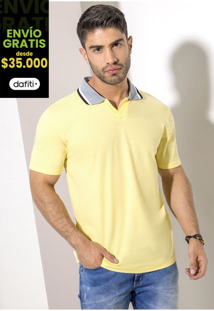 Polo Hombre Amarillo Pastel Mp 2147