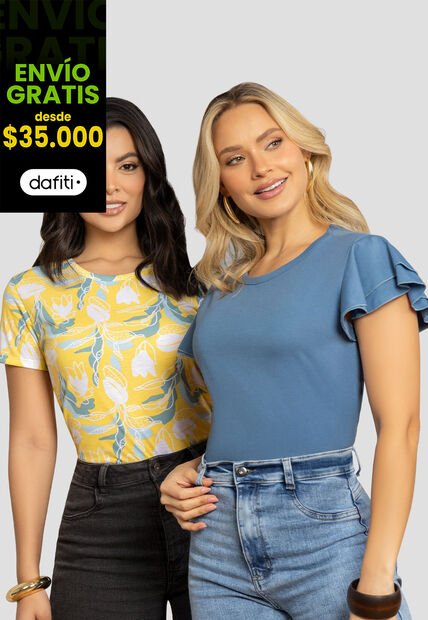 Camiseta Paq X2 Mujer Bicolor Mp 112001